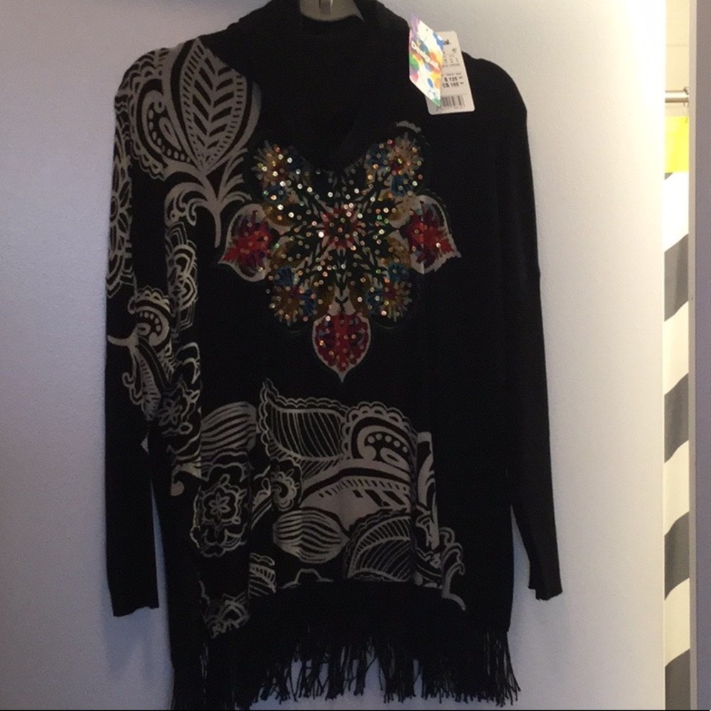 Ladies sweater  cowl neck sequin  design